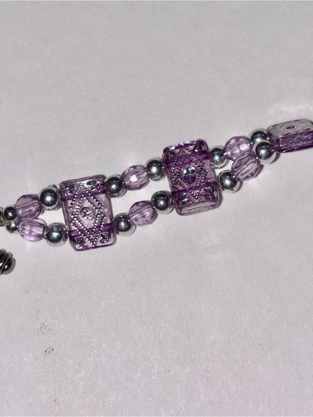 Amethyst Bracelet with Decorative Square Accents - Picture 4 of 4